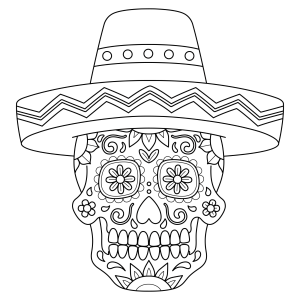 Desenhos de Caveiras Mexicanas para colorir