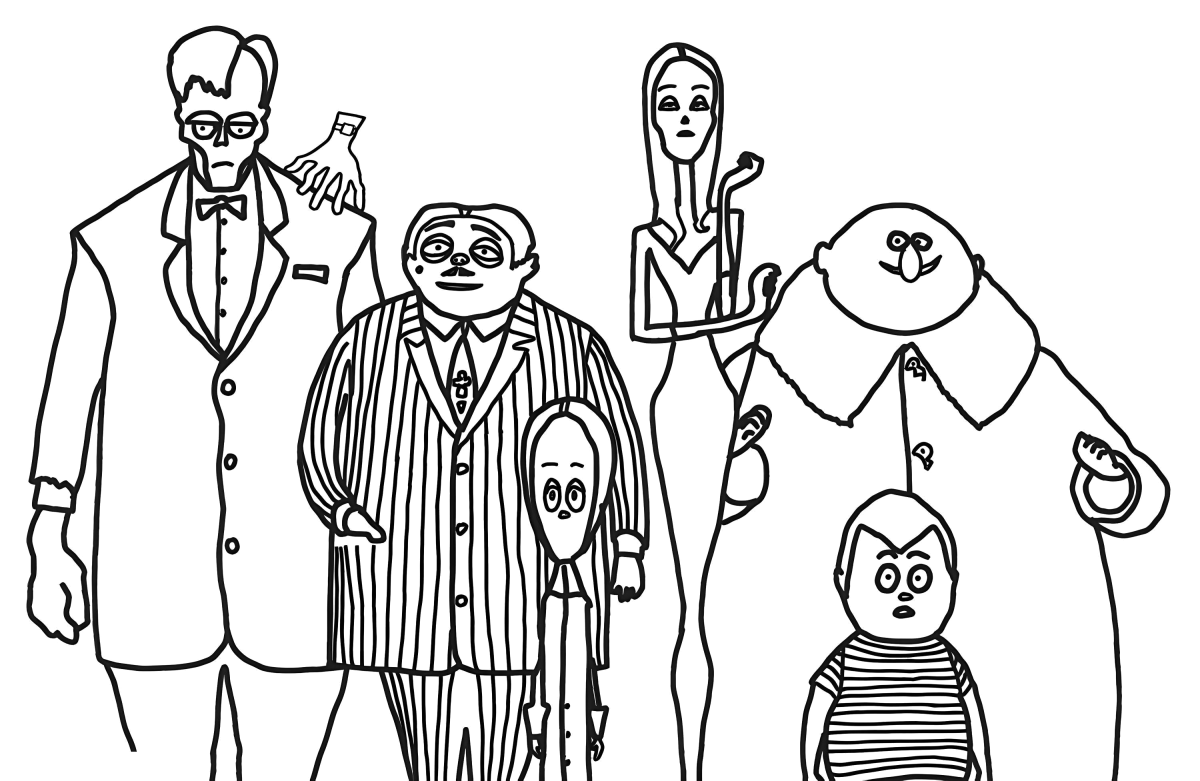 A Família Addams reunida para colorir