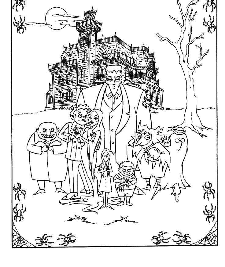 A mansão da Família Addams para colorir