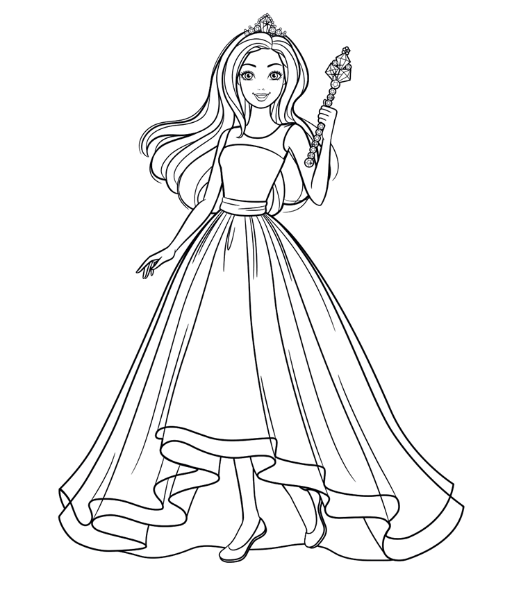 A Princesa Encantada com Coroa e Cetro