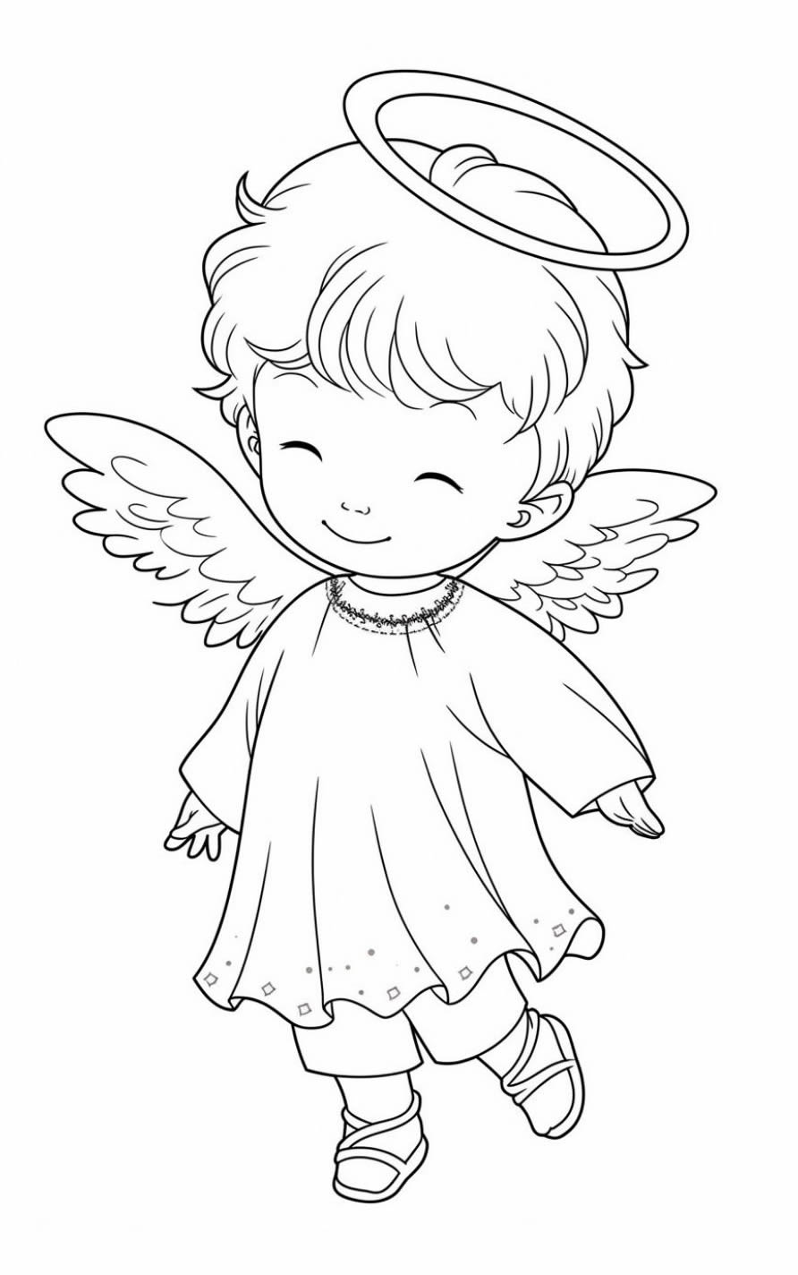 Adorável Anjinho Pronto para Colorir