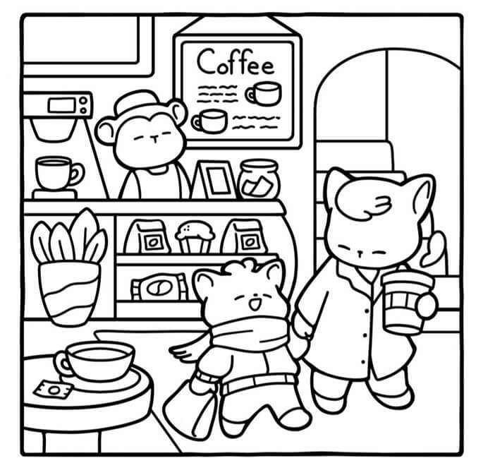 Agradável Encontro Felino na Cafeteria