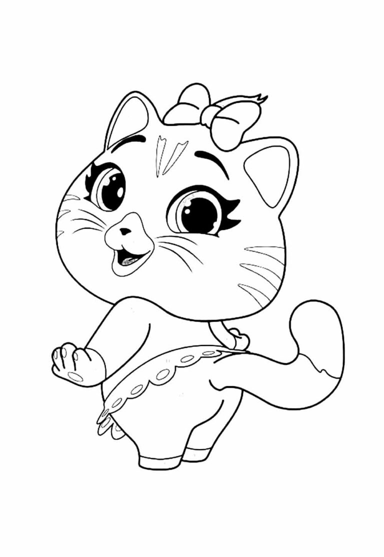 Alegre e Adorável: Gatinha de 44 Gatos para Colorir