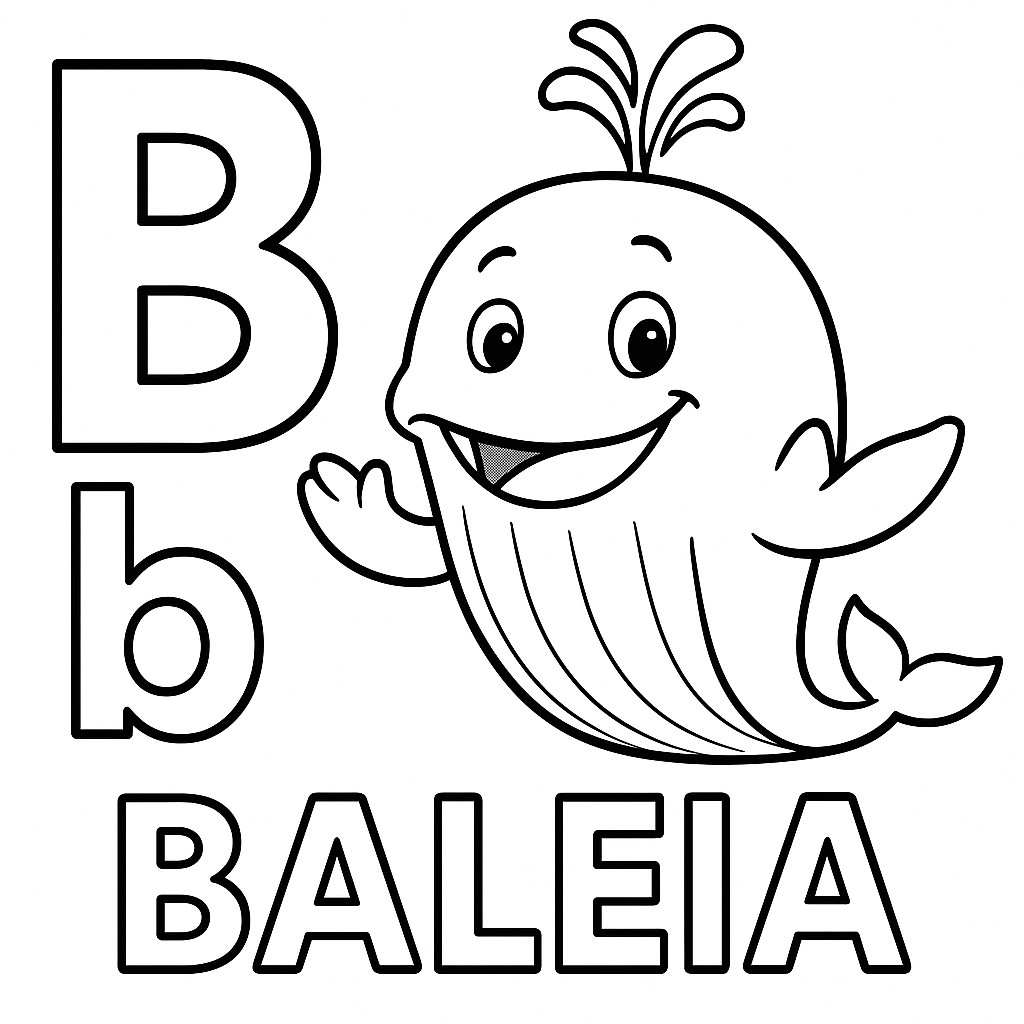 B de Baleia para Colorir