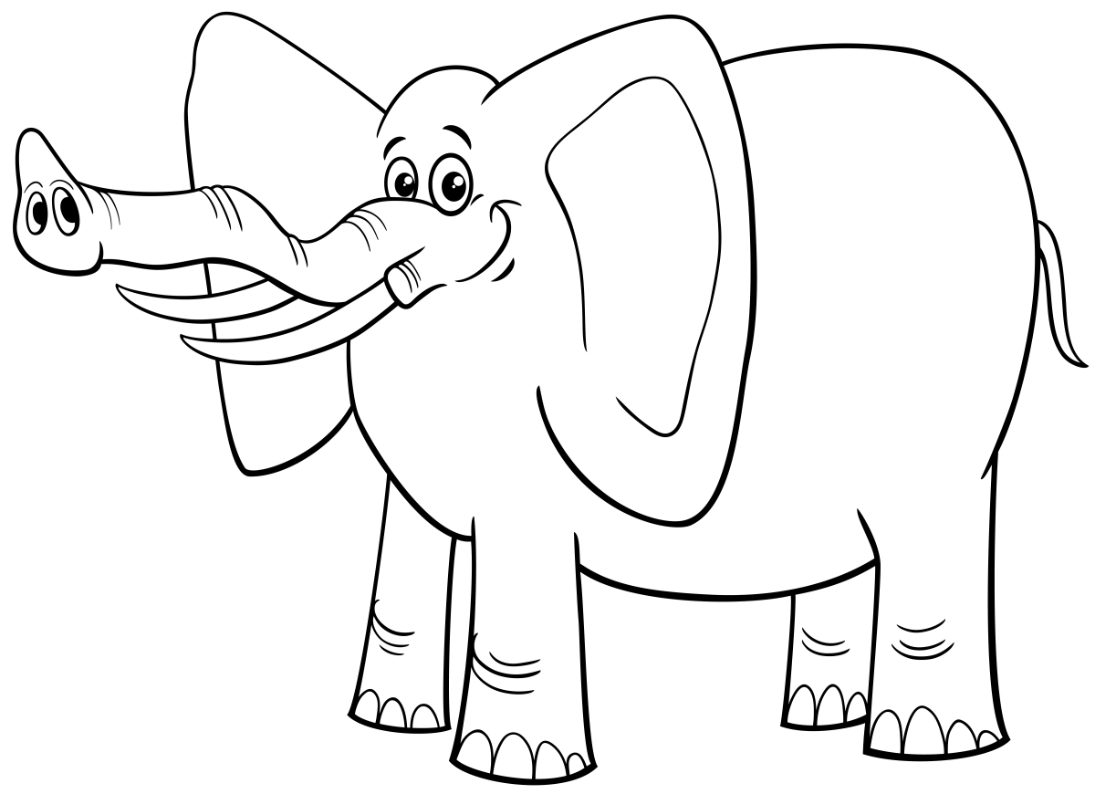 Alegre Elefante Pronto para Colorir