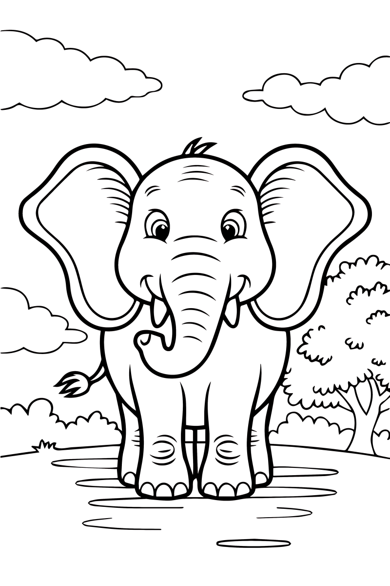 Alegre Elefante na Savana