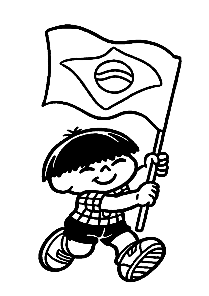 Alegria Brasileira: Personagem Icônico com a Bandeira