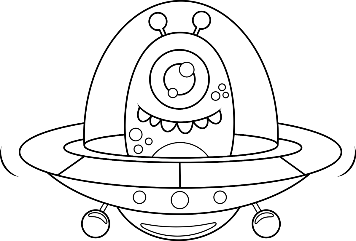 Alienígena espiando pela janela do disco voador para colorir