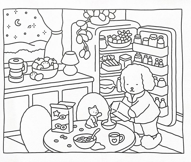 Amanhecer com Pompompurin na Cozinha