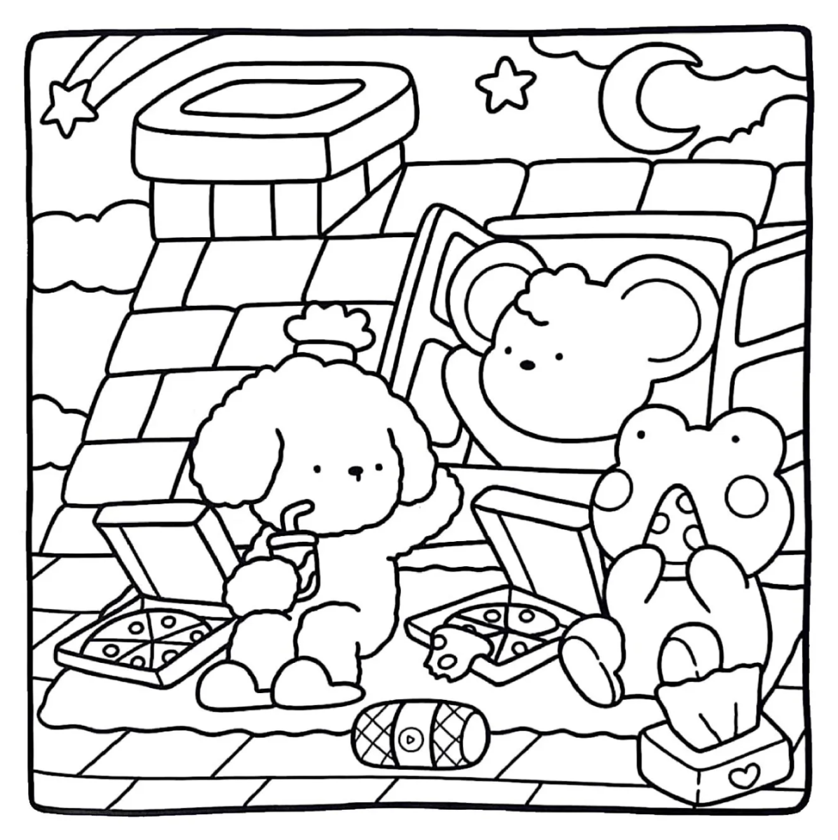 Amiguinho mago na loja de poções para colorir