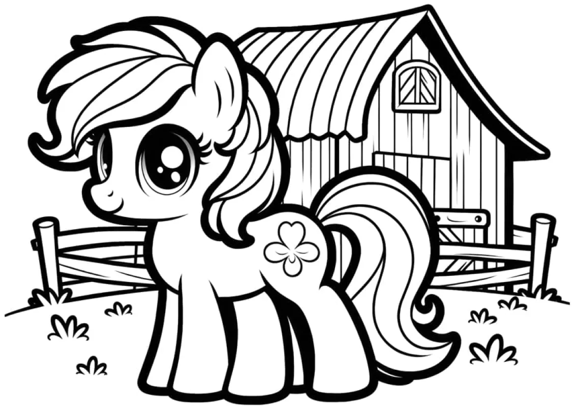 Applejack na frente do celeiro da fazenda para colorir