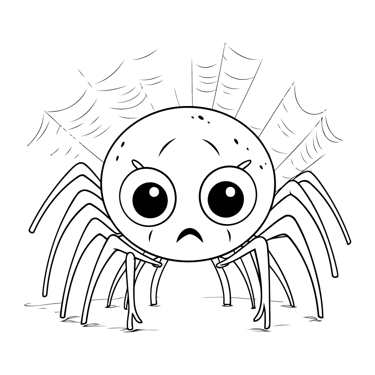 Aranha assustada para colorir