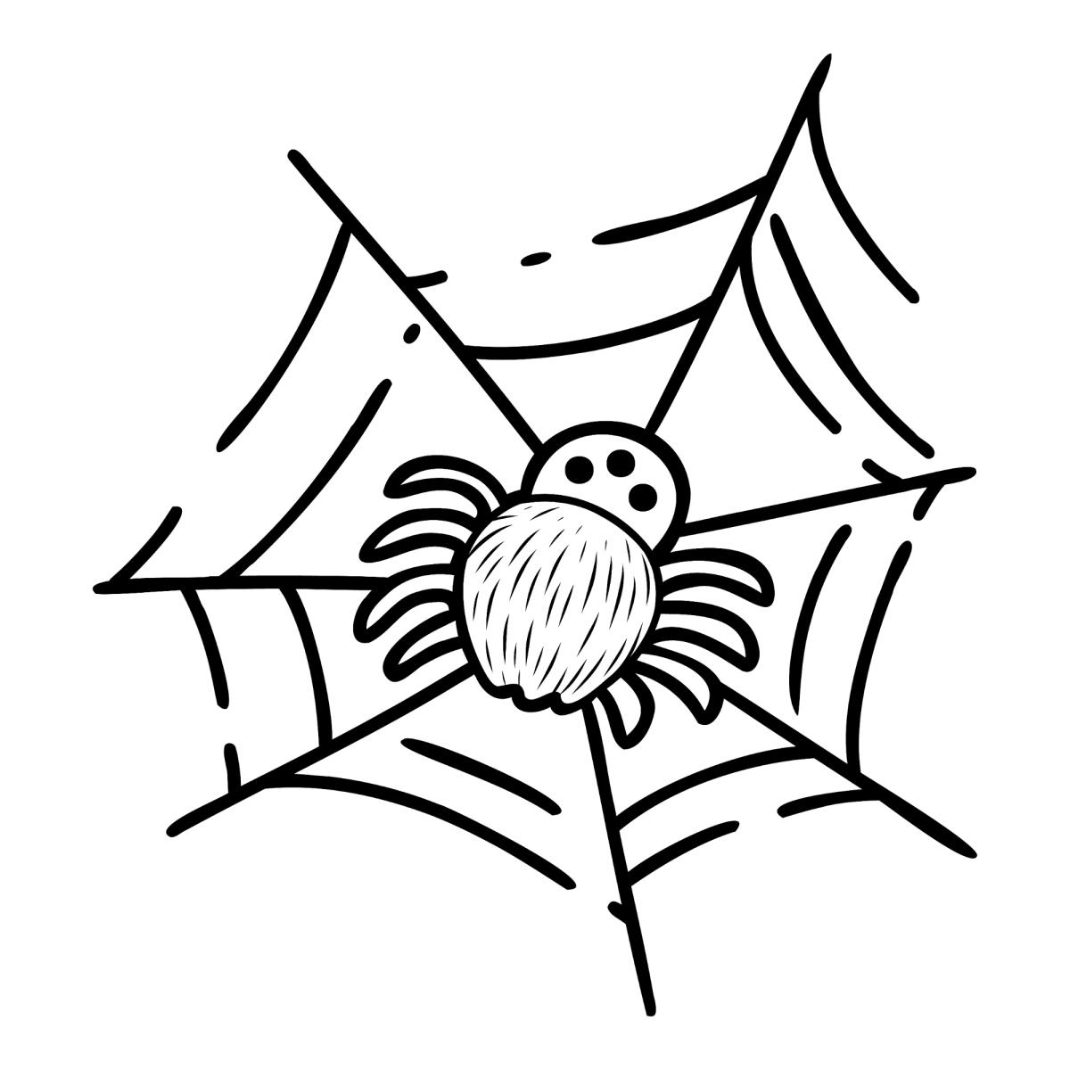 Aranha pequena no centro da teia para colorir