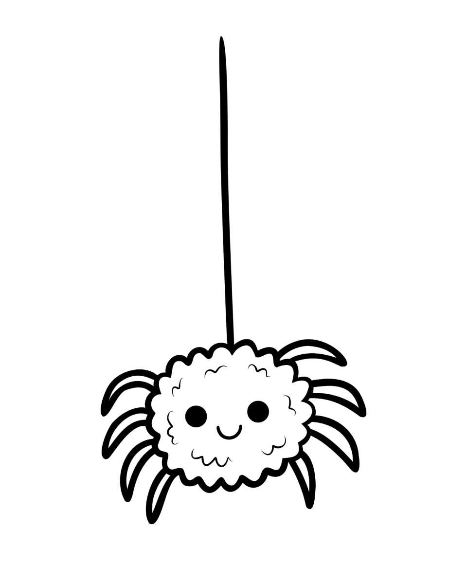 Aranhinha pendurada no fio para colorir