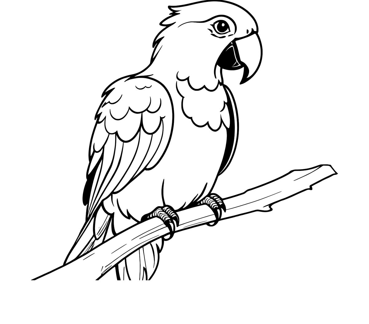 Arara cantando no galho para colorir