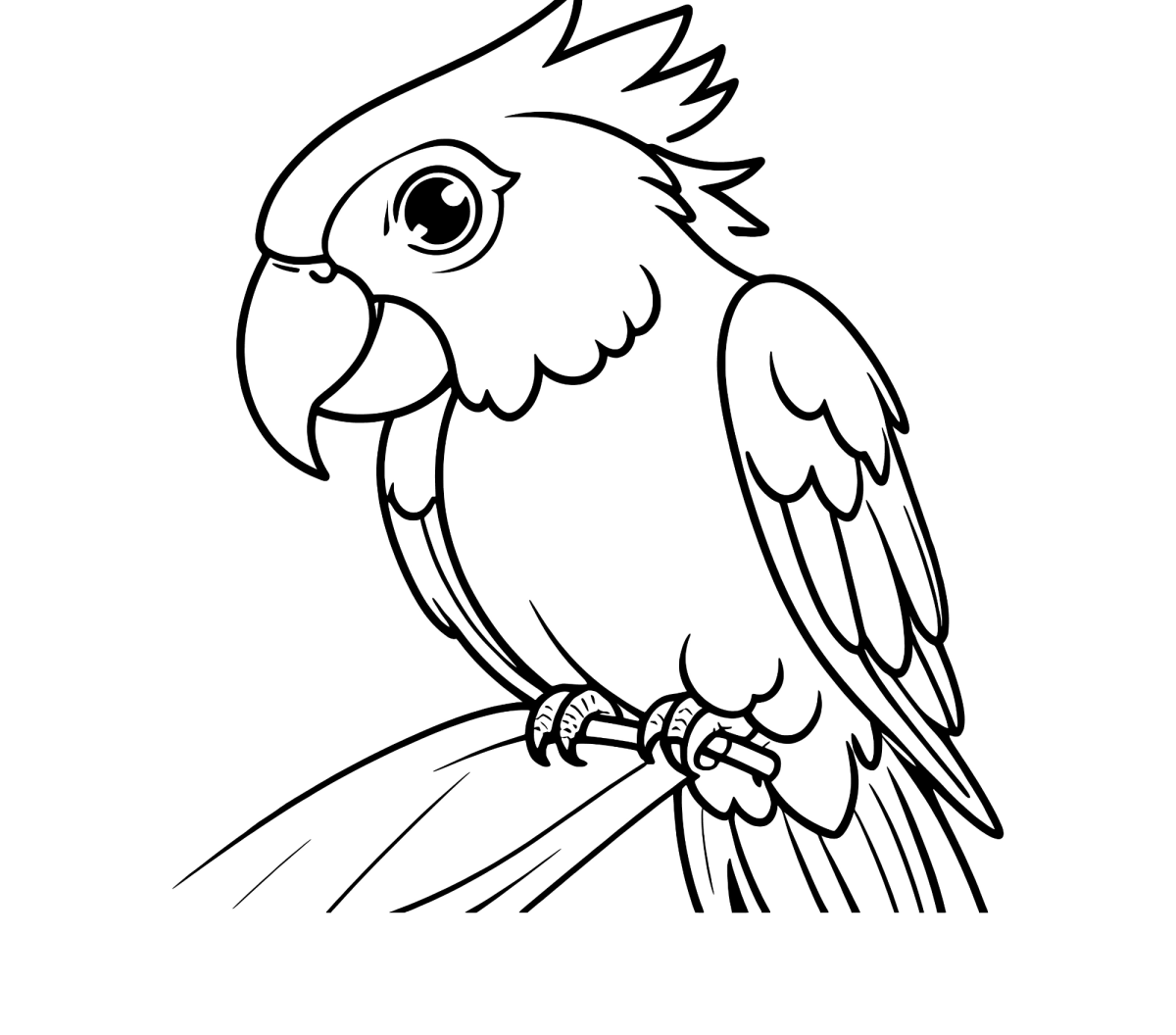 Arara com topete olhando para cima para colorir