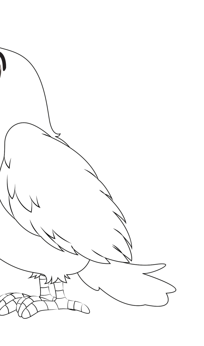 Arara de pé olhando para o lado para colorir