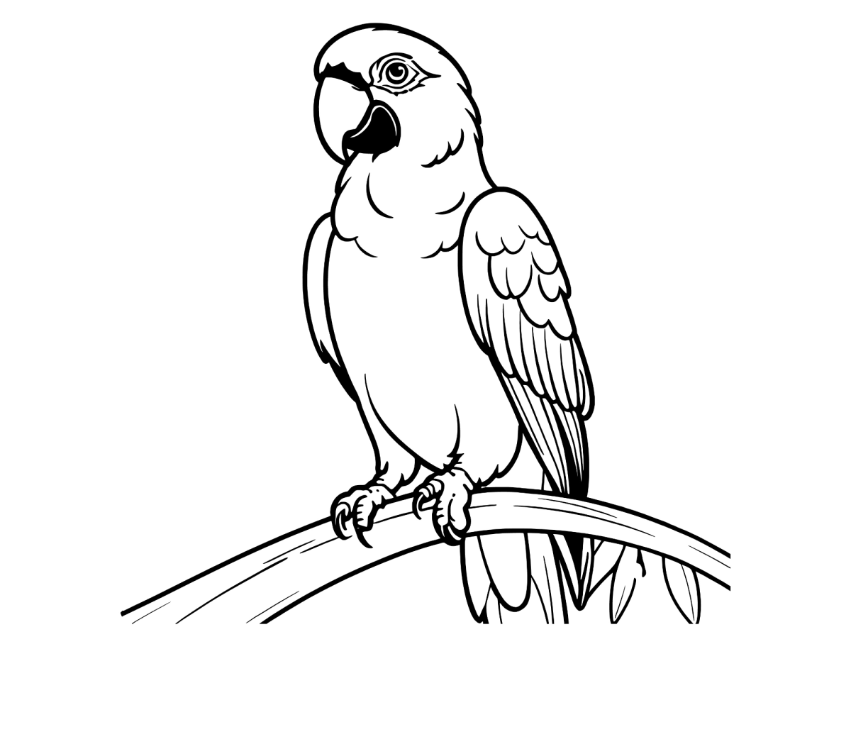 Arara de perfil no galho para colorir