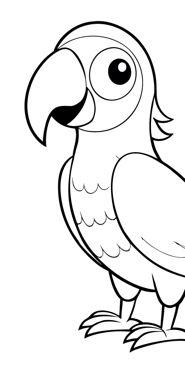 Arara pequena de pé para colorir