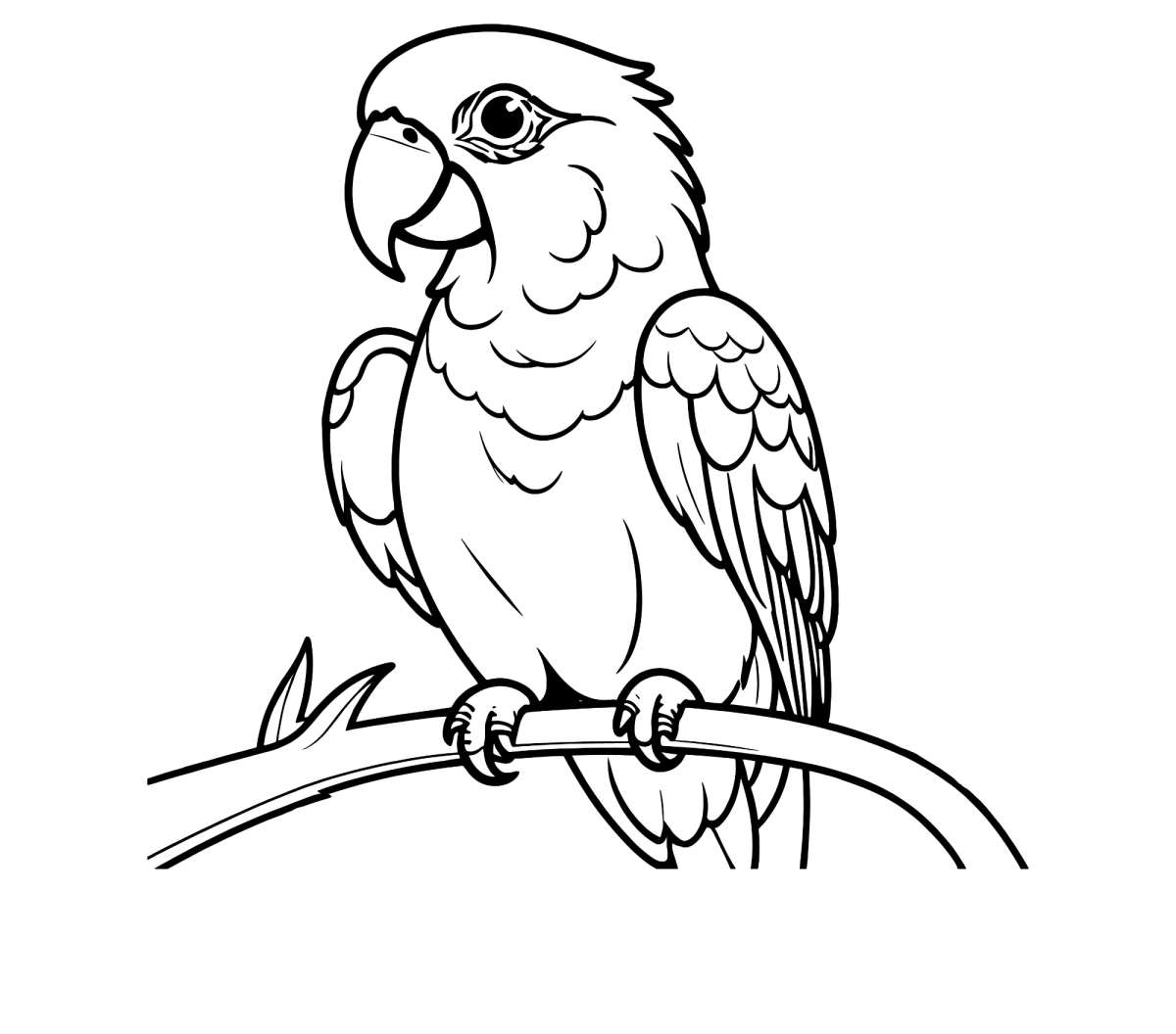 Arara-vermelha no galho para colorir