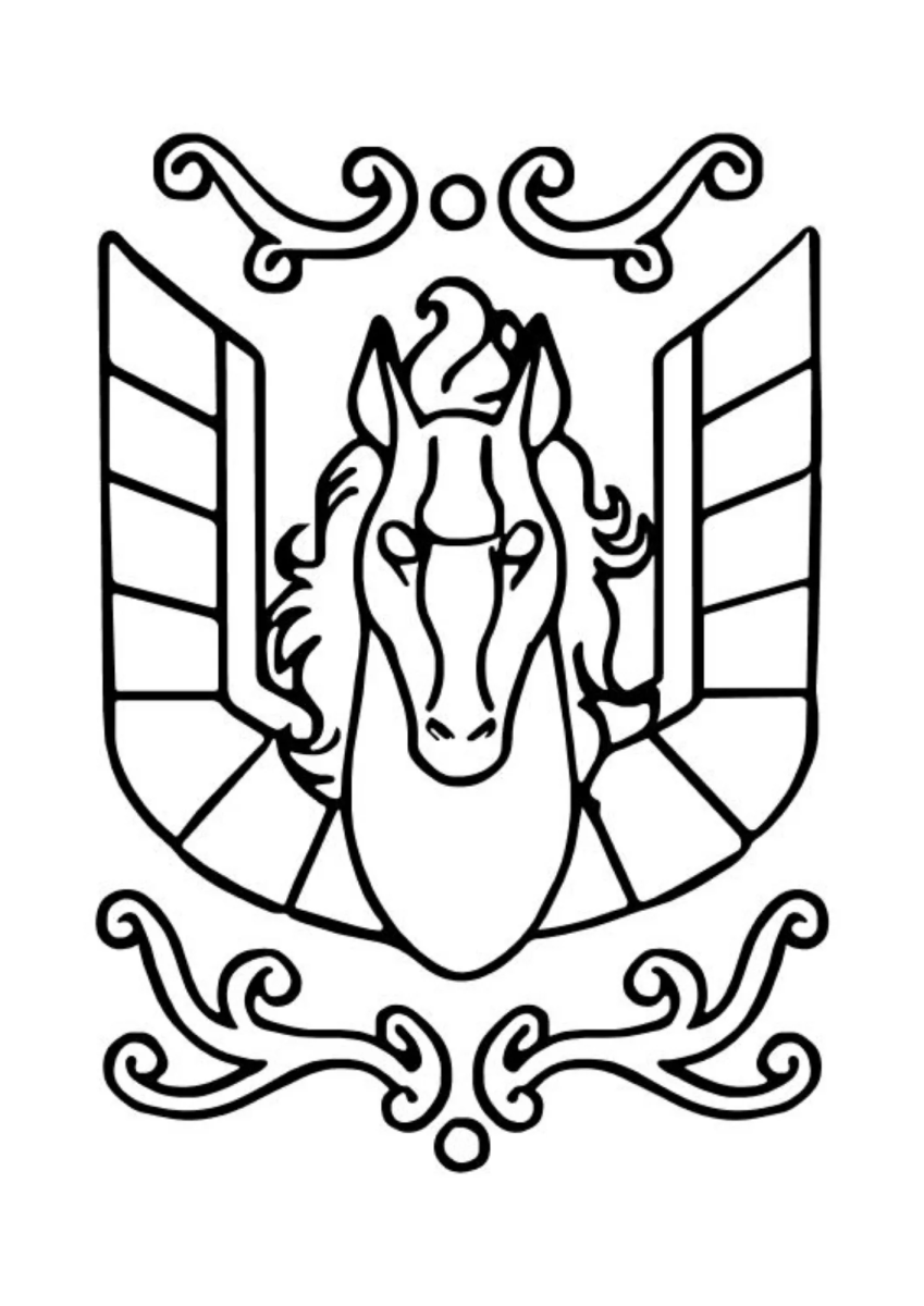 Armadura de Pégaso em forma de cavalo alado para colorir