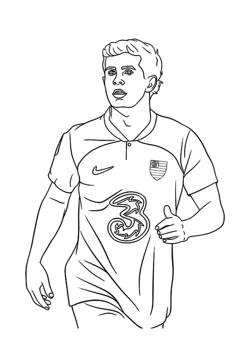 Arte Para Colorir de Jogador de Futebol
