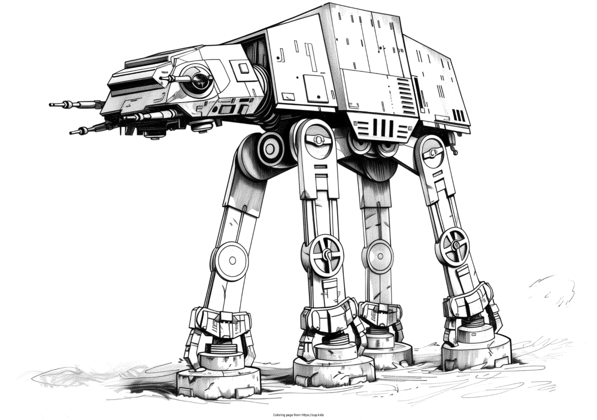 AT-AT caminhando pela neve para colorir