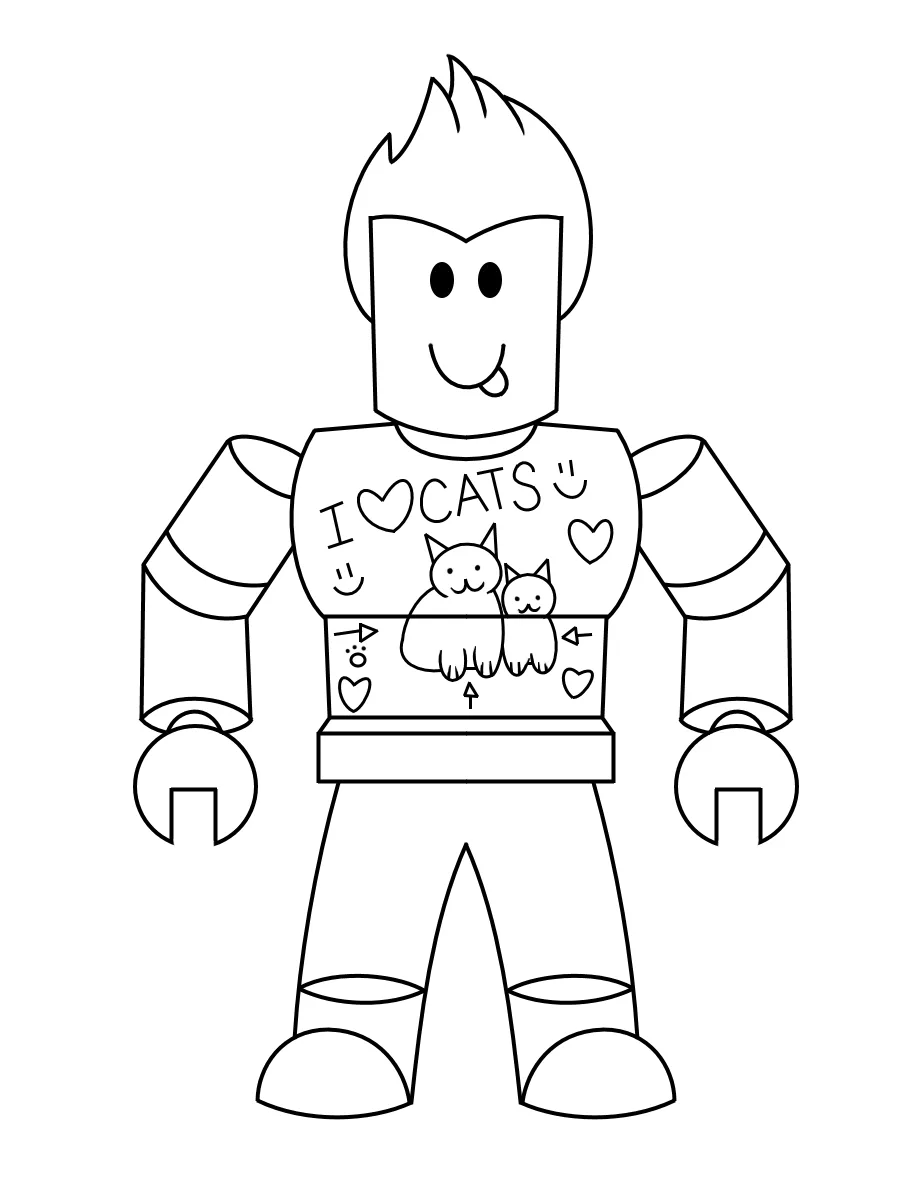 Avatar do Roblox com camiseta de coração para colorir