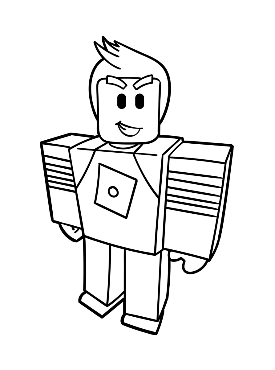 Avatar do Roblox com camiseta de logo para colorir