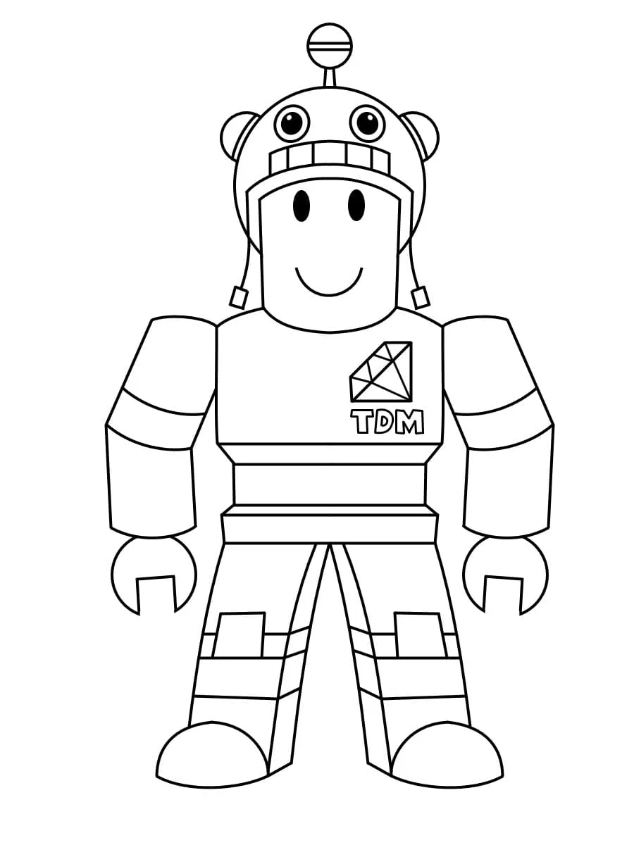 Avatar do Roblox com capacete de cavaleiro para colorir