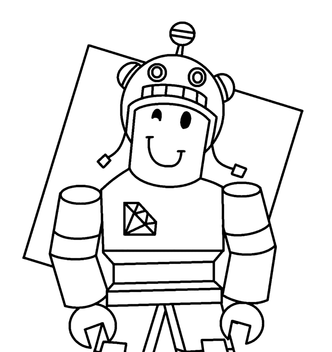 Avatar do Roblox com capacete de rádio para colorir