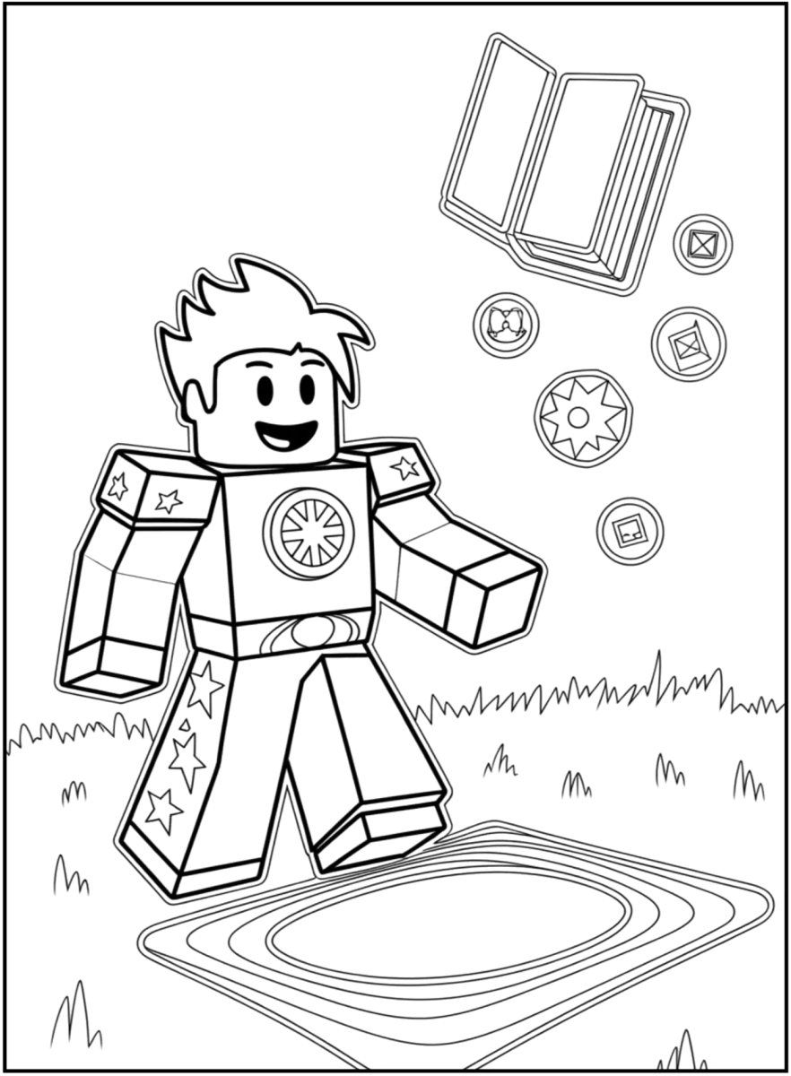 Avatar do Roblox com cubos flutuantes para colorir