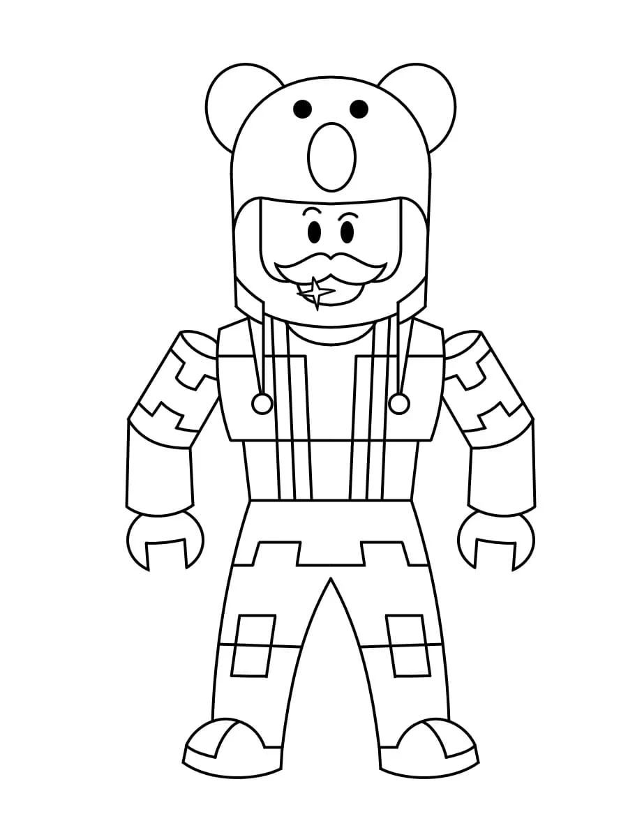 Avatar do Roblox com orelhas de urso para colorir
