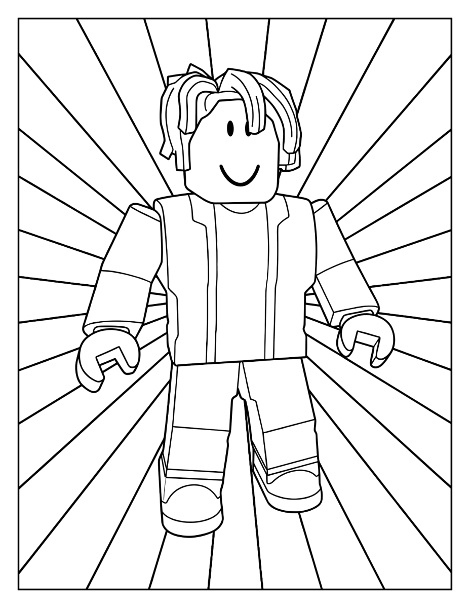 Avatar do Roblox com raios de luz para colorir