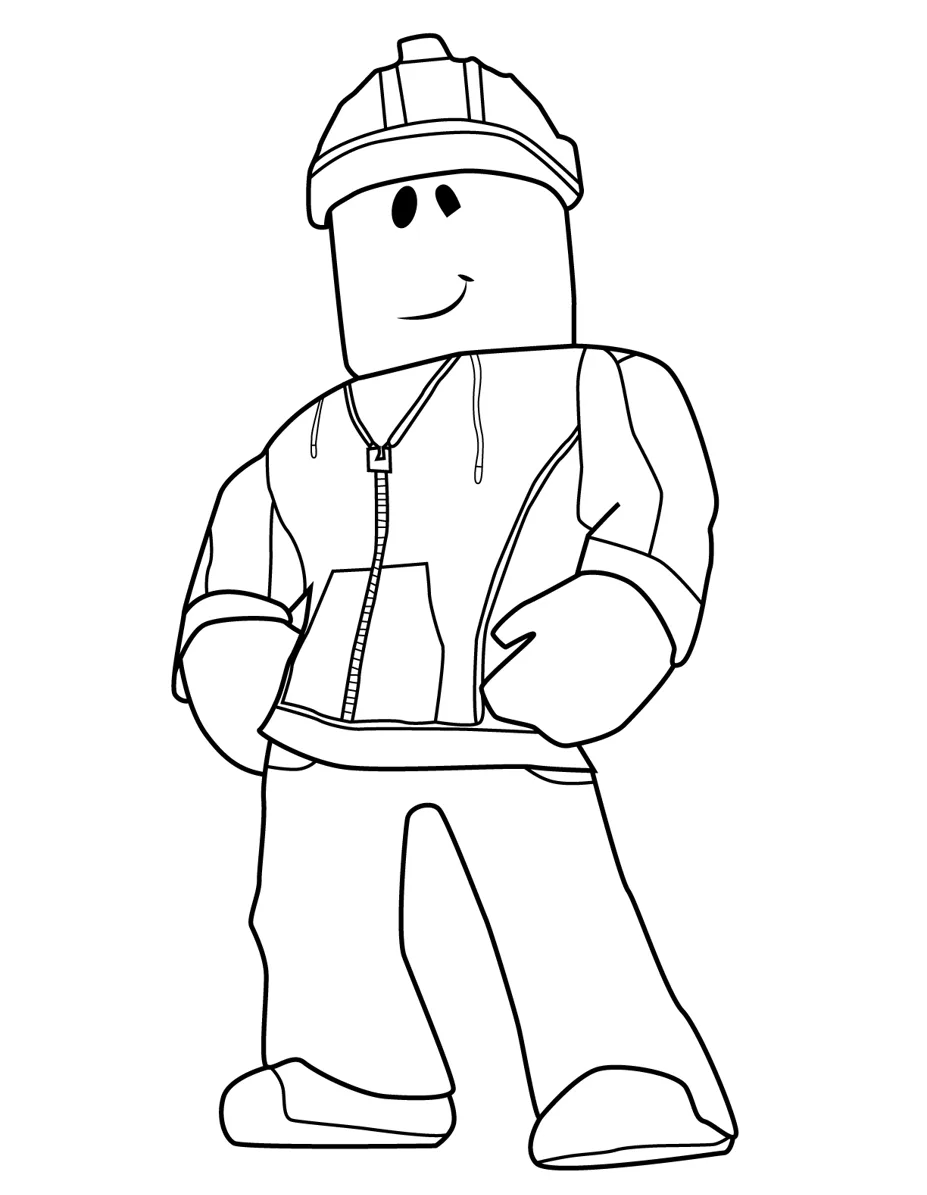 Avatar do Roblox de boné e colete para colorir