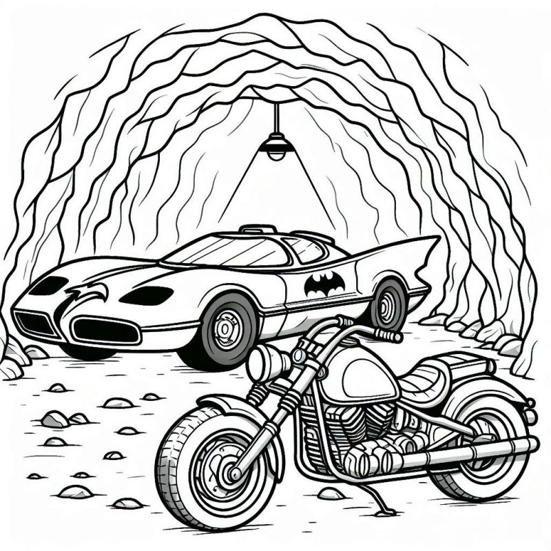 Aventura na Caverna: Moto e Carro Icônico