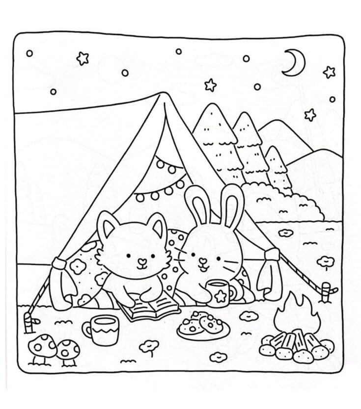 Aventura no Acampamento com Amigos Adoráveis
