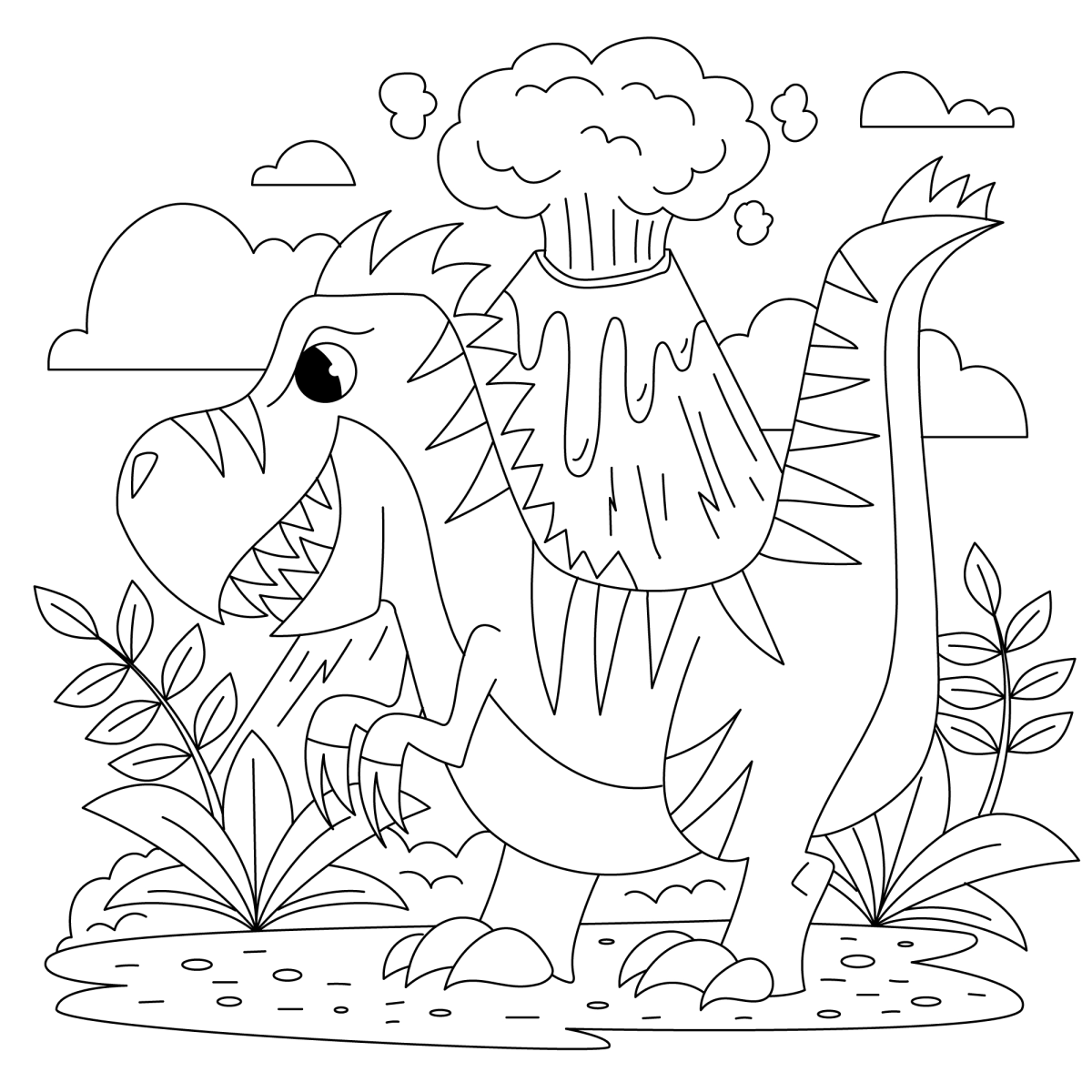 Aventura Pré-histórica com Dinossauro e Vulcão