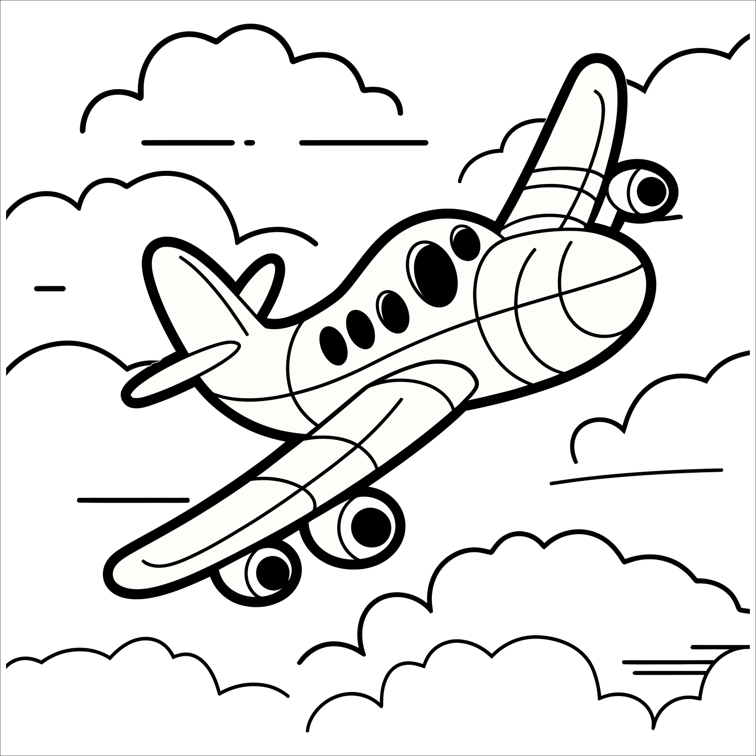 Aventuras nos Céus: Avião para Colorir