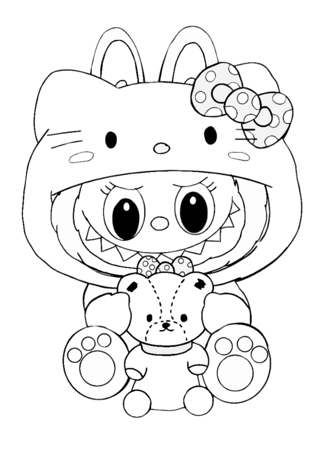 Diverte-te com Badtz-Maru em Traje Hello Kitty