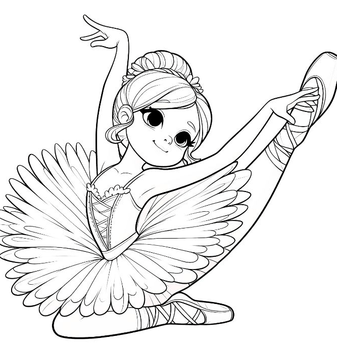 Bailarina Encantada Pronta para Colorir