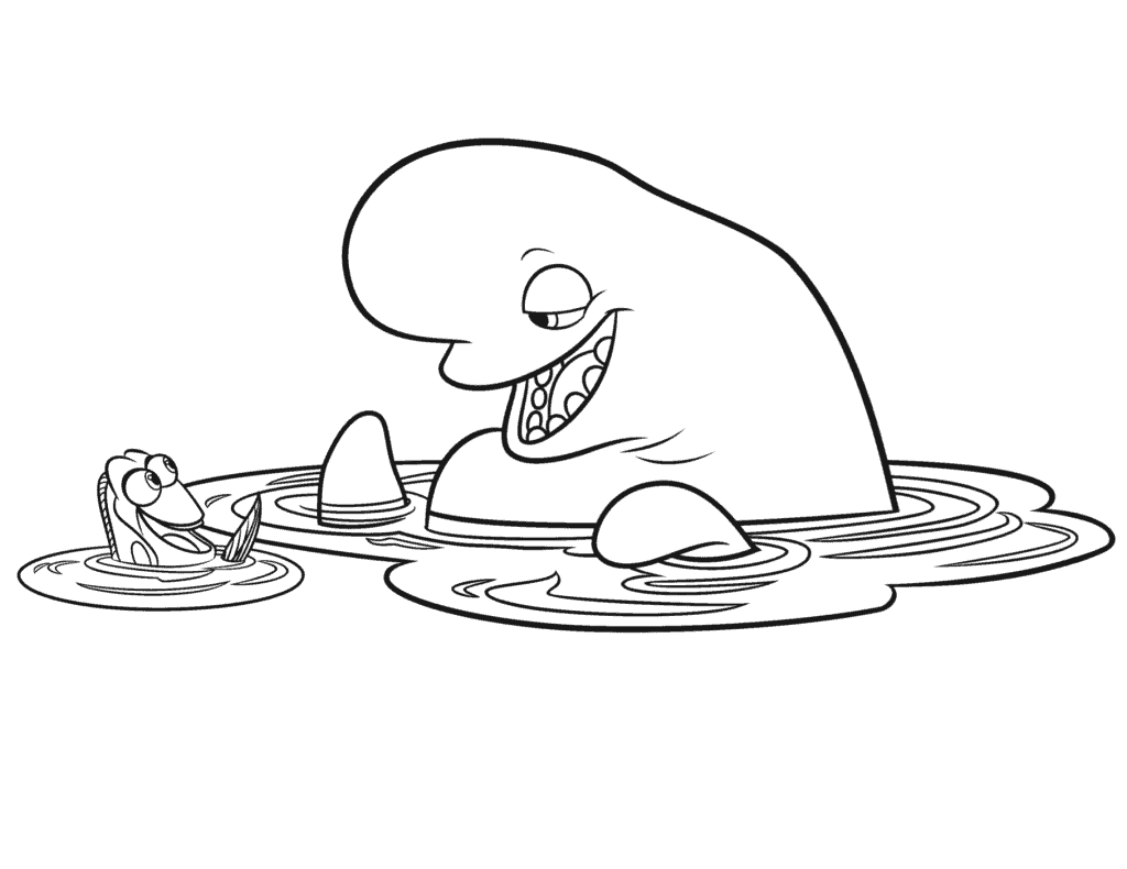 Bailey, a baleia-beluga, com Dory para colorir