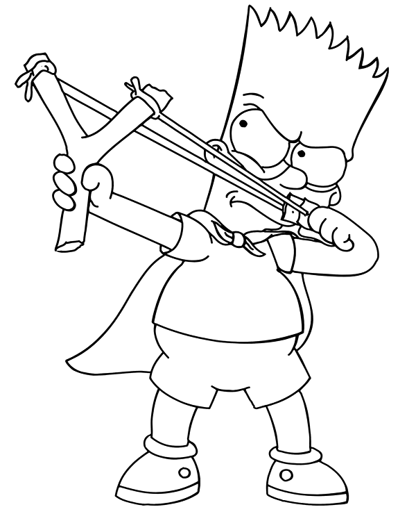 Bart Simpson com o estilingue para colorir