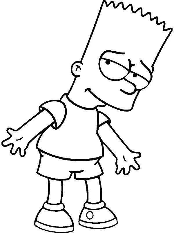 Bart Simpson de pé sorrindo para colorir