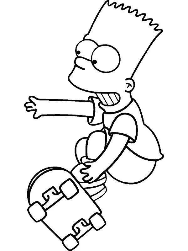 Bart Simpson saltando com o skate para colorir