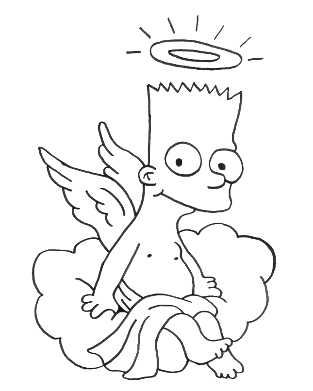 Bart Simpson vestido de anjinho para colorir