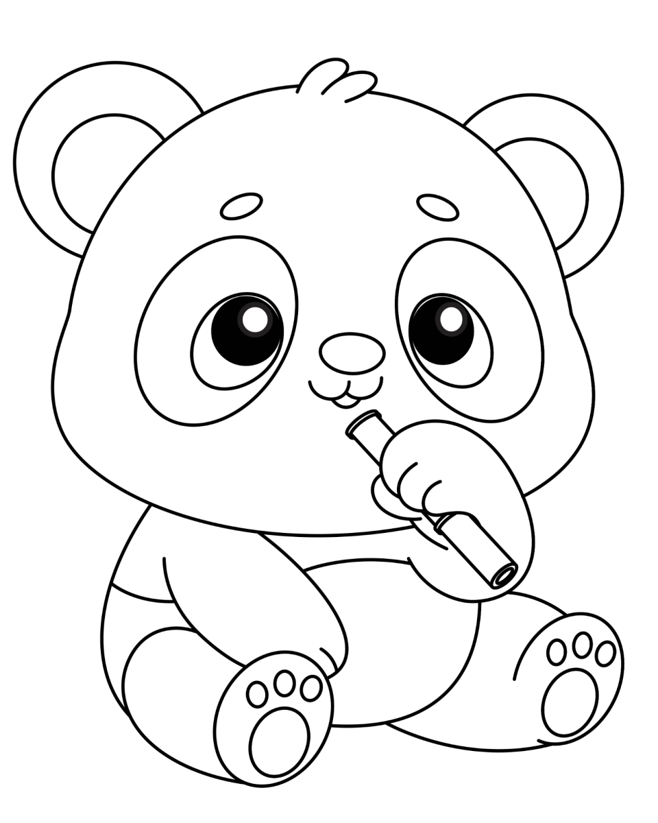 Bebê panda chupando o dedo para colorir