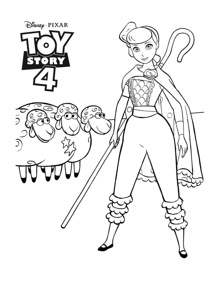 Betty com seu cajado em Toy Story 4 para colorir