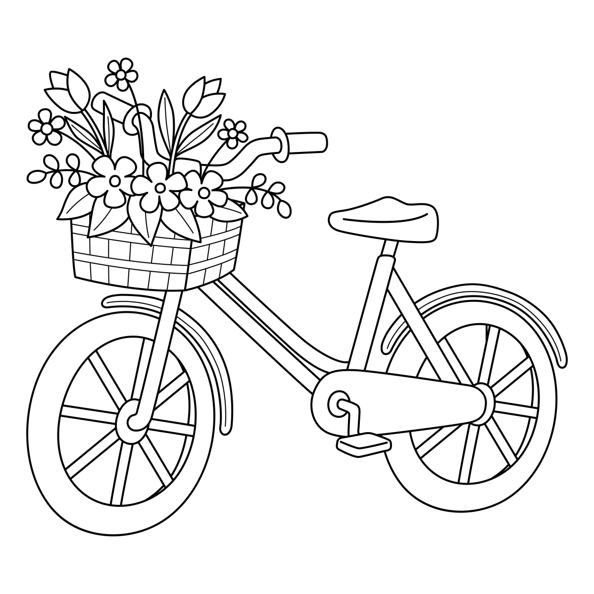 Bicicleta com Flores para Colorir