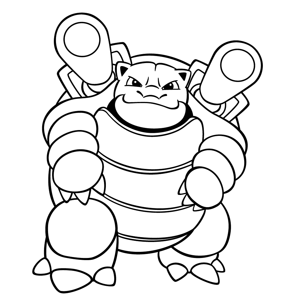 Blastoise com os canhões nas costas para colorir